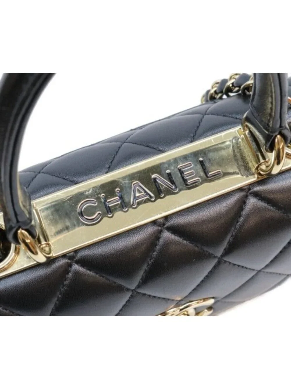Chanel Black Lamb Gold Trendy CC Mini Top Handle Flap